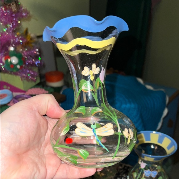 LENOX hand painted vintage Floral Glass Vases set of 3 - Picture 9 of 16